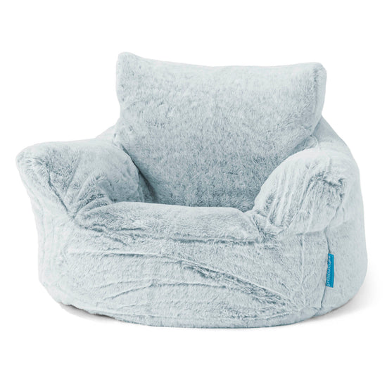 Fauteuil Pouf Bambin 1-3 ans - Fausse Fourrure Lapin Bleu Pastel 01