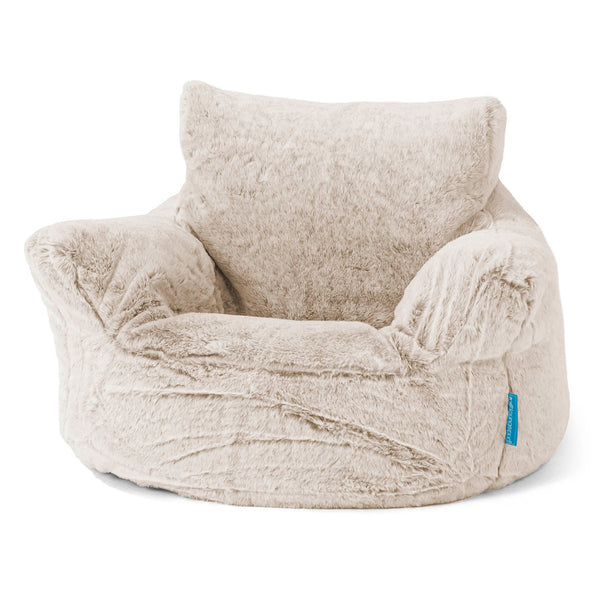 Fauteuil Pouf Bambin 1-3 ans - Fausse Fourrure Lapin Brun Doré 01