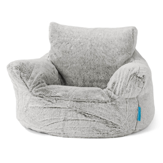 Fauteuil Pouf Bambin 1-3 ans - Fausse Fourrure Lapin Gris clair 01