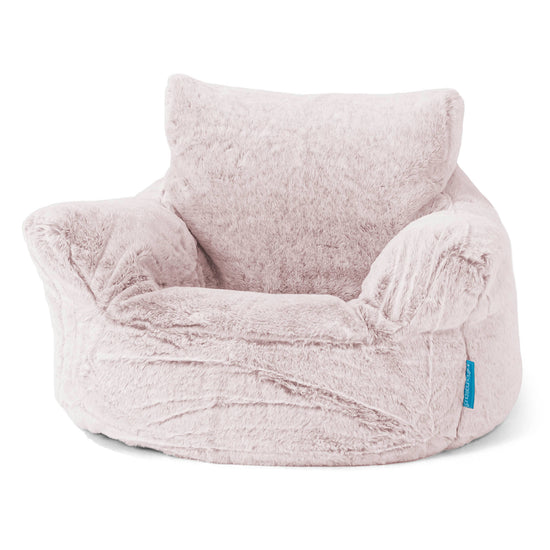 Fauteuil Pouf Bambin 1-3 ans - Fausse Fourrure Lapin Rose Pastel 01