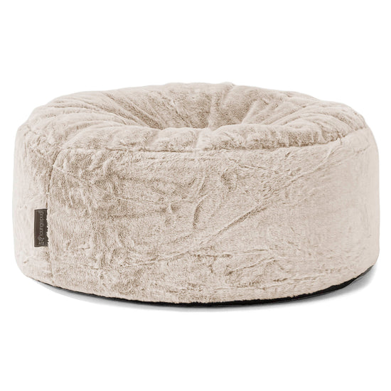 Pouf Design Rond - Fausse Fourrure Lapin Brun Doré 01