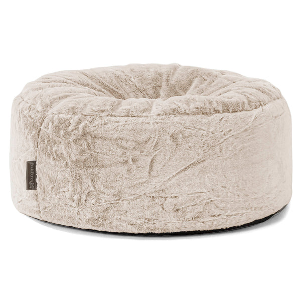 Pouf Design Rond - Fausse Fourrure Lapin Brun Doré 01