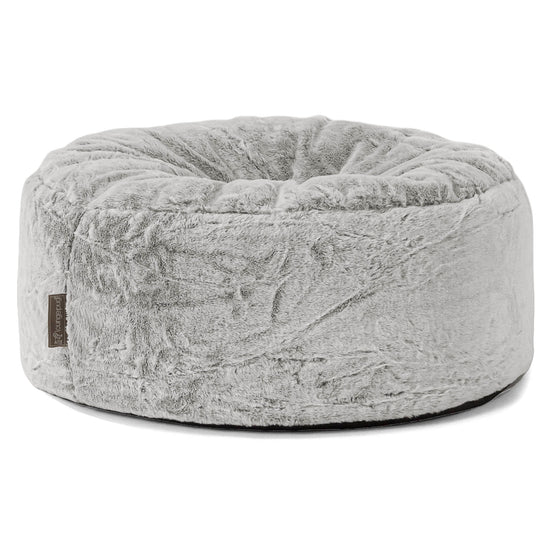 Pouf Design Rond - Fausse Fourrure Lapin Gris clair 01