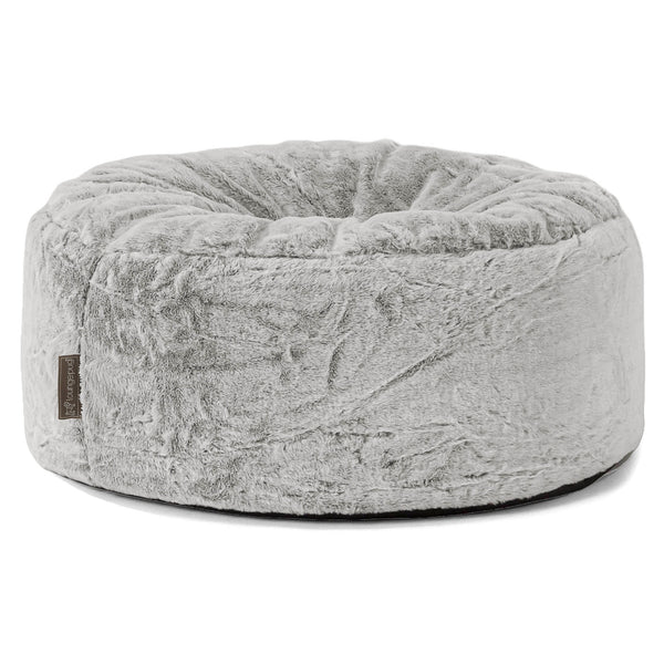 Pouf Design Rond - Fausse Fourrure Lapin Gris clair 01