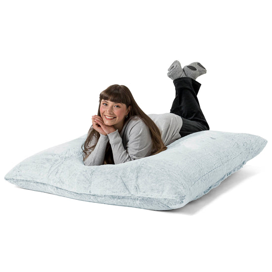 Pouf Géant XXL - Fausse Fourrure Lapin Bleu Pastel 03