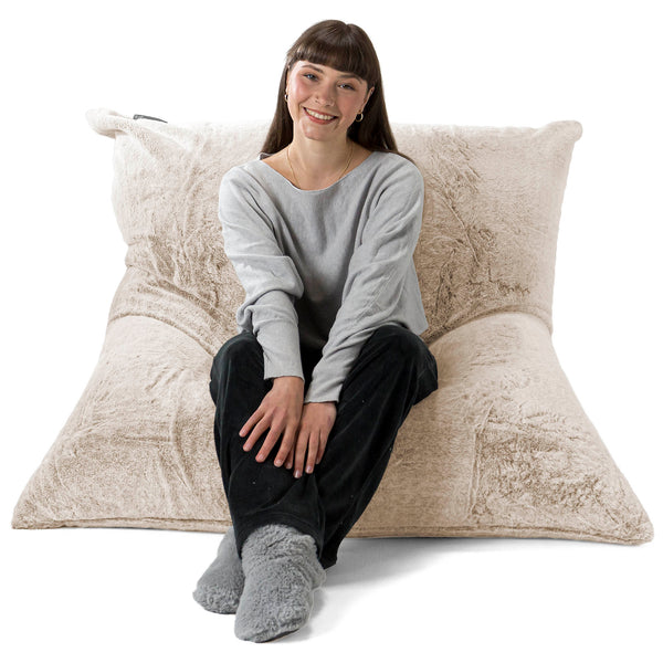 Pouf Géant XXL - Fausse Fourrure Lapin Brun Doré 01