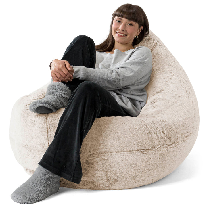 Pouf Géant XXL - Fausse Fourrure Lapin Brun Doré 02