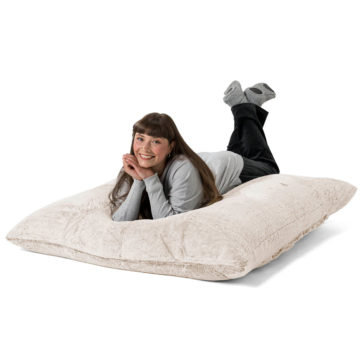 Pouf Géant XXL - Fausse Fourrure Lapin Brun Doré 03