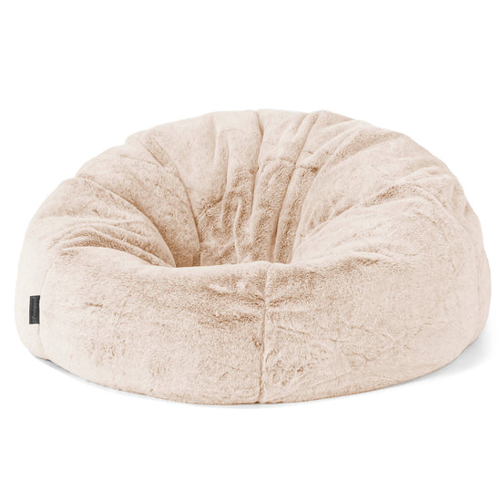 Pouf Poire Classique - Fausse Fourrure Lapin Blanc 01