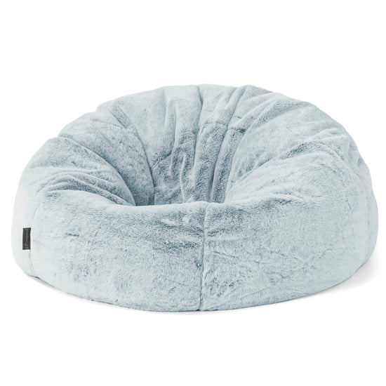 Pouf Poire Classique - Fausse Fourrure Lapin Bleu Pastel 01