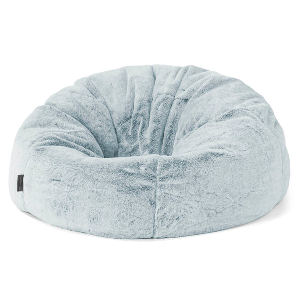 Pouf Poire Classique - Fausse Fourrure Lapin Bleu Pastel 01