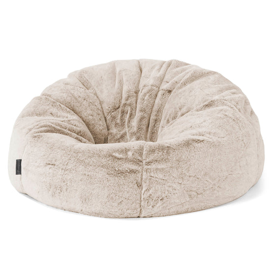 Pouf Poire Classique - Fausse Fourrure Lapin Brun Doré 01
