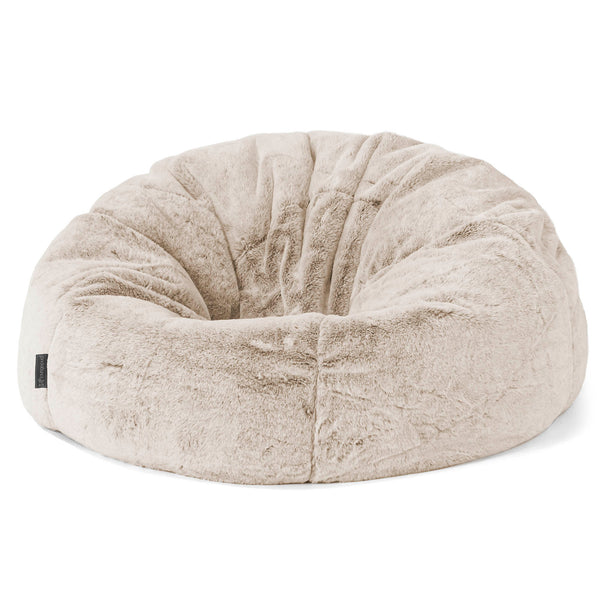 Pouf Poire Classique - Fausse Fourrure Lapin Brun Doré 01