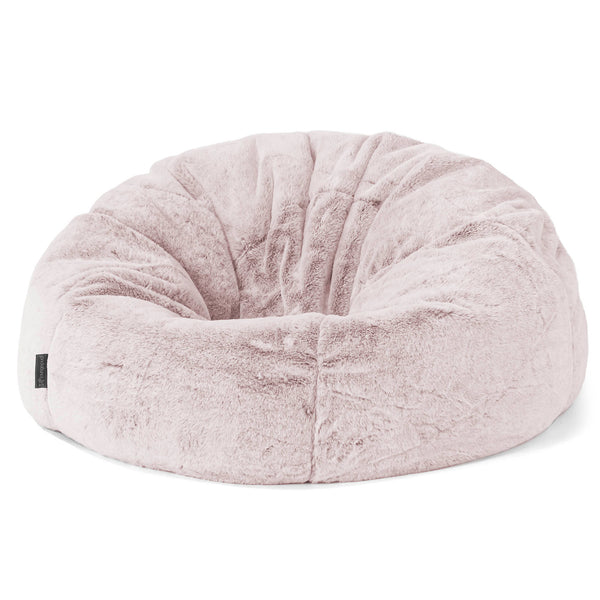 Pouf Poire Classique - Fausse Fourrure Lapin Rose Pastel 01