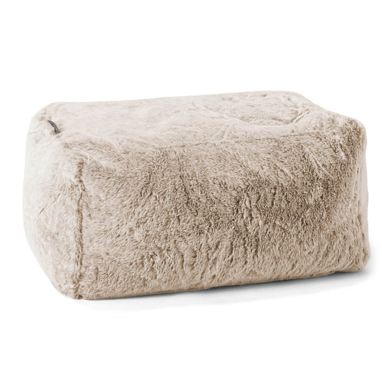Pouf Repose Pied - Fausse Fourrure Lapin Brun Doré 01
