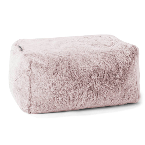 Pouf Repose Pied - Fausse Fourrure Lapin Rose Pastel 01