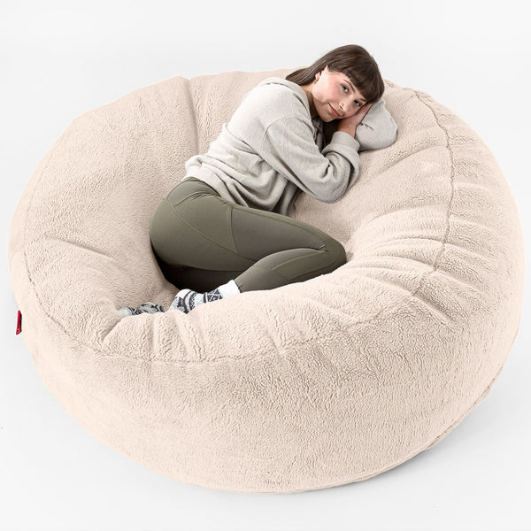 Canapé Pouf Géant Grande Mammouth - Fausse Fourrure Nounours Crème 01