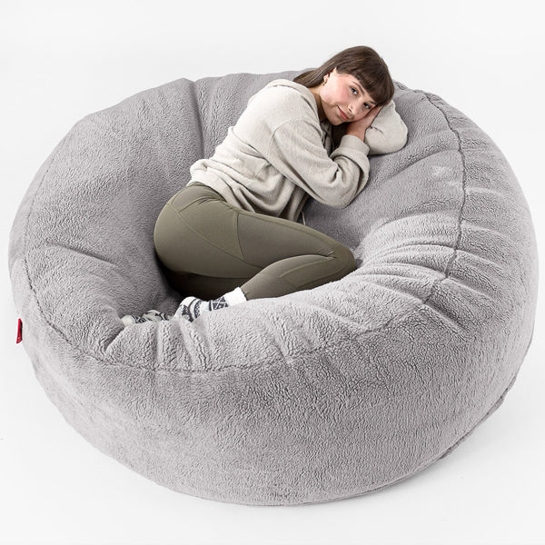 Canapé Pouf Géant Grande Mammouth - Fausse Fourrure Nounours Gris moyen 01