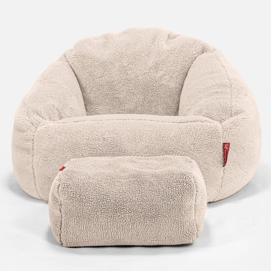 Pouf Chaise Bubble - Fausse Fourrure Nounours Crème 02