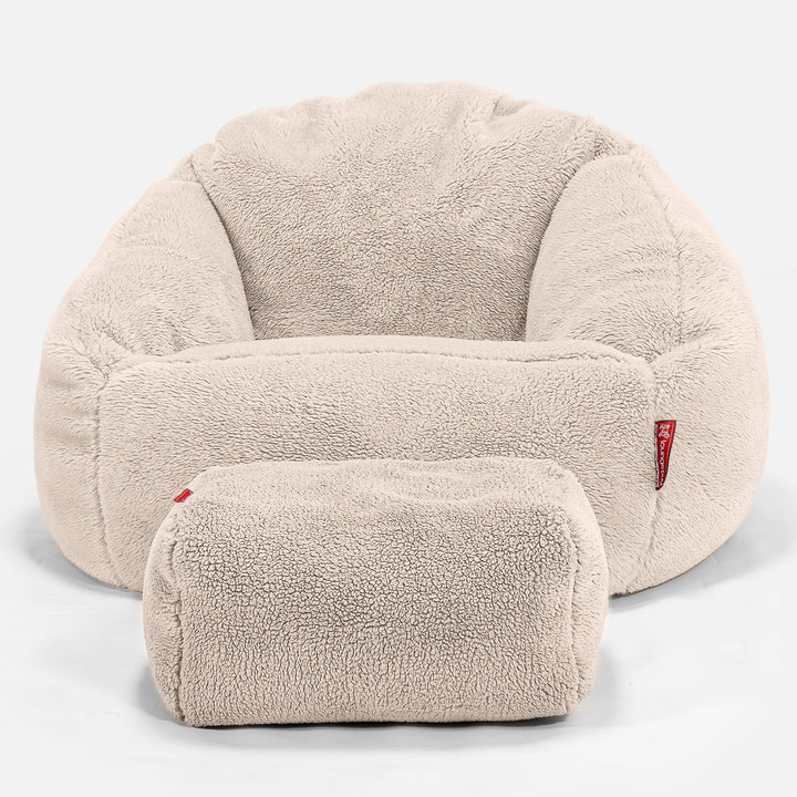 Pouf Chaise Bubble - Fausse Fourrure Nounours Crème 02