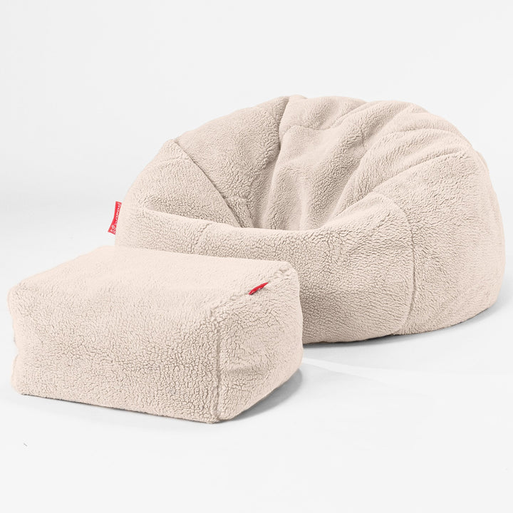 Pouf Poire Classique - Fausse Fourrure Nounours Crème 02