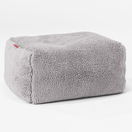 Pouf Repose Pied - Fausse Fourrure Nounours Gris moyen 01