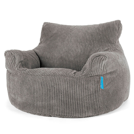 Fauteuil Pouf Enfant 3-8 ans - Pompon Anthracite 01