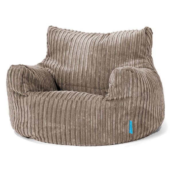 Fauteuil Pouf Enfant 3-8 ans - Côtelé Grège 01