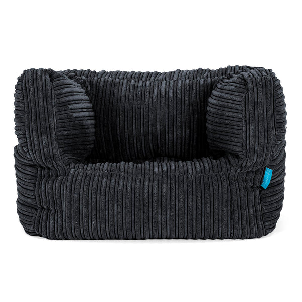 Fauteuil Pouf Albert pour Enfant 1-5 ans - Côtelé Noir 01