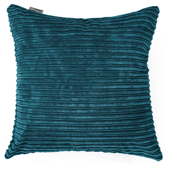 Grand Coussin 70 x 70cm - Côtelé Bleu Canard 01