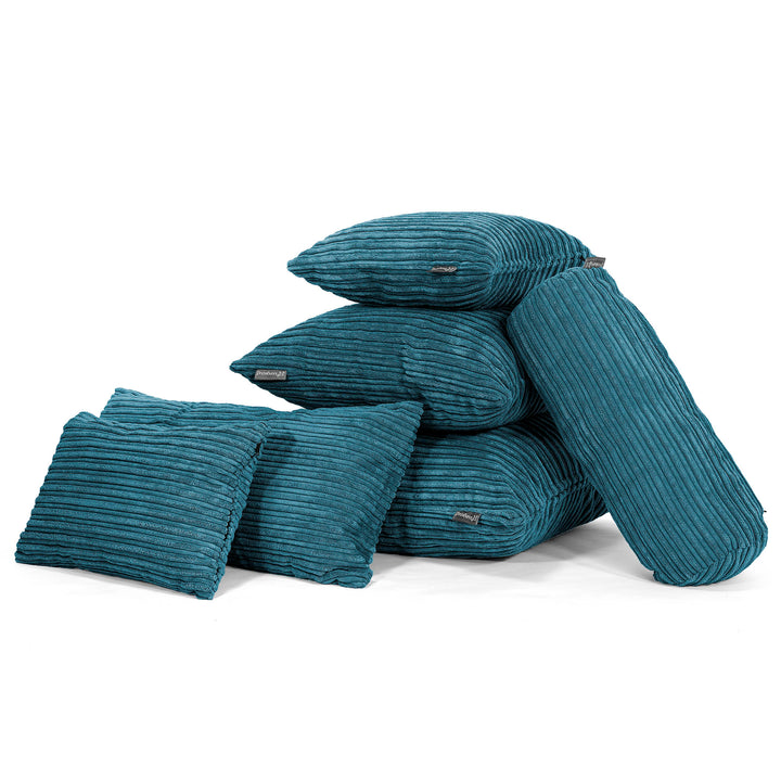 Grand Coussin 70 x 70cm - Côtelé Bleu Canard 04