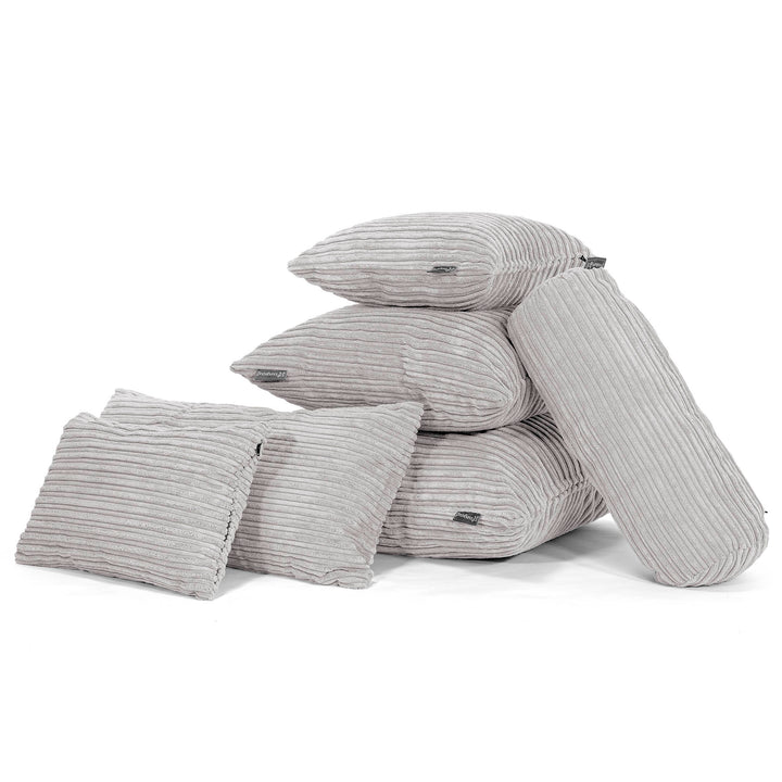 Grand Housse de Coussin 70 x 70cm - Côtelé Gris Argent 04