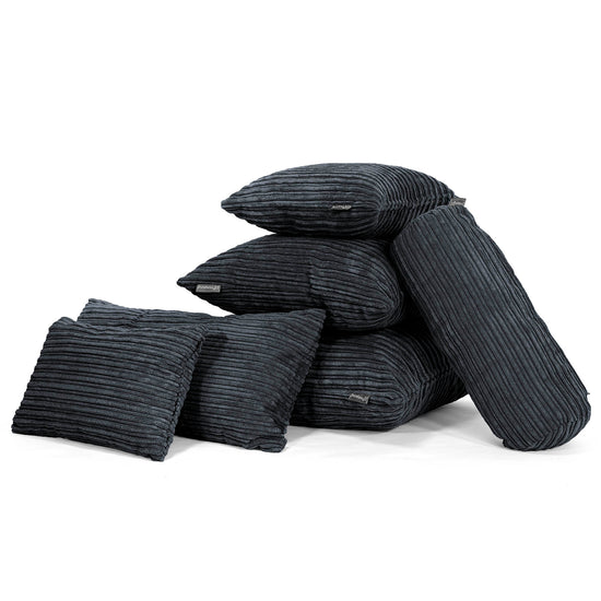 Grand Coussin 70 x 70cm - Côtelé Noir 04