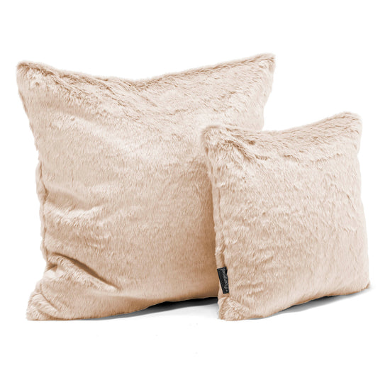 Grand Coussin 70 x 70cm - Fausse Fourrure Lapin Blanc 02