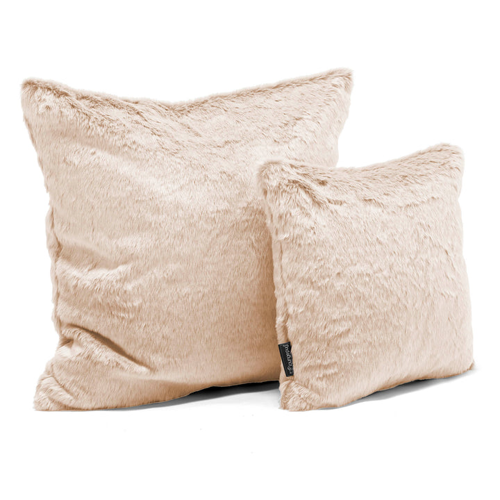Grand Coussin 70 x 70cm - Fausse Fourrure Lapin Blanc 02
