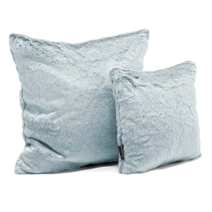 Grand Coussin 70 x 70cm - Fausse Fourrure Lapin Bleu Pastel 02