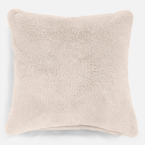 Grand Coussin 70 x 70cm - Fausse Fourrure Nounours Crème 01