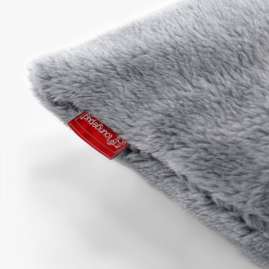 Grand Coussin 70 x 70cm - Fausse Fourrure Nounours Gris Foncé 02