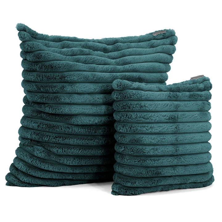 Grand Housse de Coussin 70 x 70cm - Velours Côtelé Ultra Pelucheux Bleu Canard 02