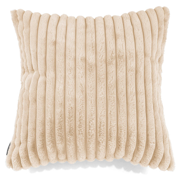 Grand Housse de Coussin 70 x 70cm - Velours Côtelé Ultra Pelucheux Crème 01