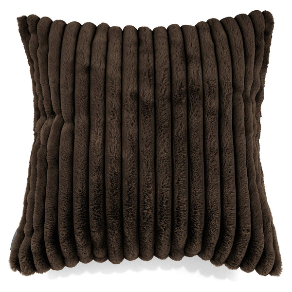 Grand Housse de Coussin 70 x 70cm - Velours Côtelé Ultra Pelucheux Marron Meuse 01