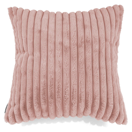 Grand Housse de Coussin 70 x 70cm - Velours Côtelé Ultra Pelucheux Rose Pastel 01