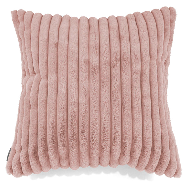 Grand Housse de Coussin 70 x 70cm - Velours Côtelé Ultra Pelucheux Rose Pastel 01