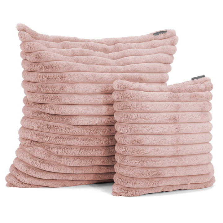 Grand Housse de Coussin 70 x 70cm - Velours Côtelé Ultra Pelucheux Rose Pastel 02