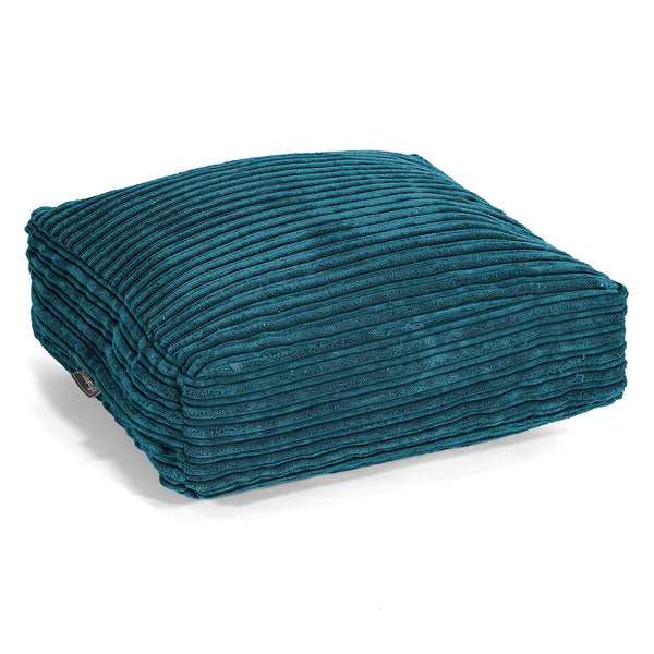 Grand Coussin de Sol - Côtelé Bleu Canard 01
