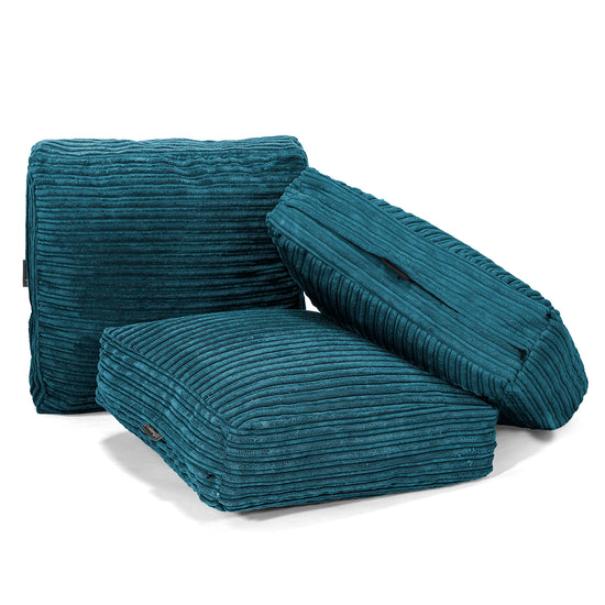 Grand Coussin de Sol - Côtelé Bleu Canard 04