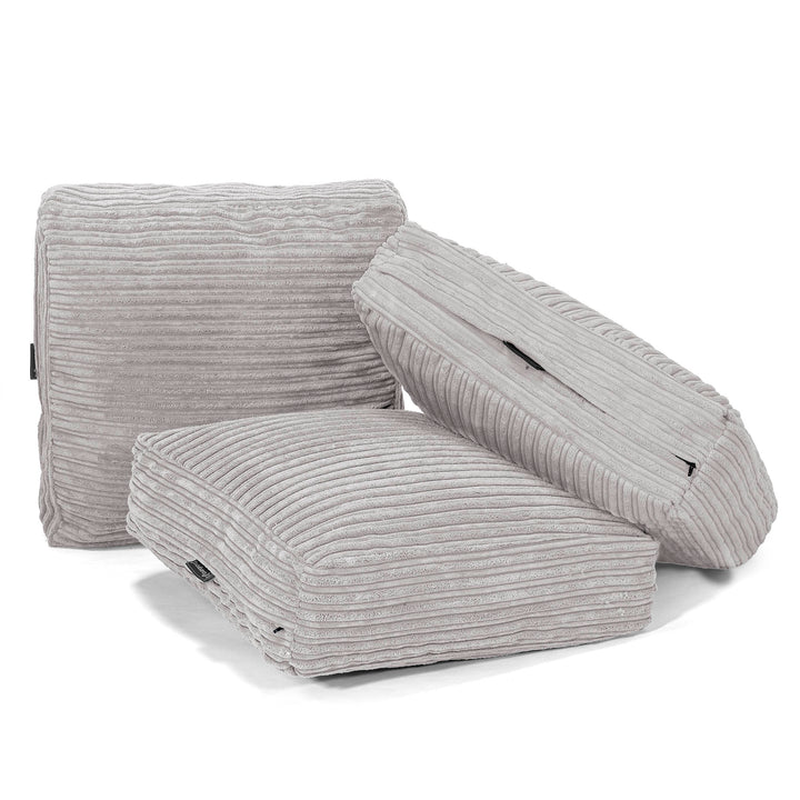 Grand Coussin de Sol - Côtelé Gris Argent 04