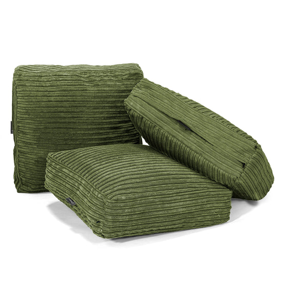 Grand Coussin de Sol - Côtelé Vert Forêt 04