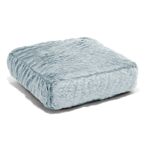 Grand Coussin de Sol - Fausse Fourrure Lapin Bleu Pastel 01