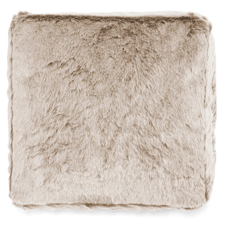Grand Coussin de Sol - Fausse Fourrure Lapin Brun Doré 03